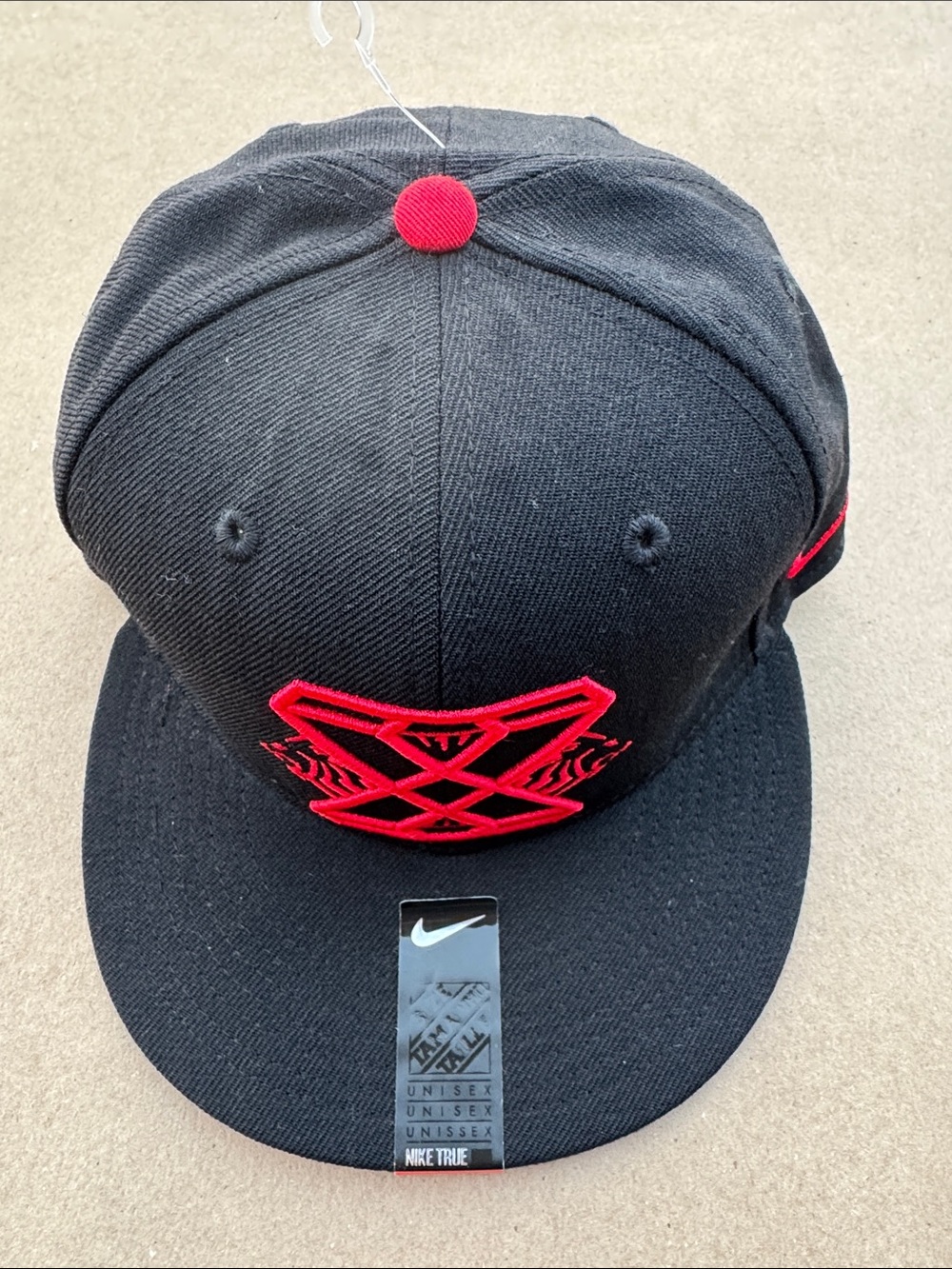 Nike True LeBron X Black Snapback Hat with Red Embroidered Logo